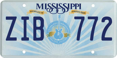 MS license plate ZIB772