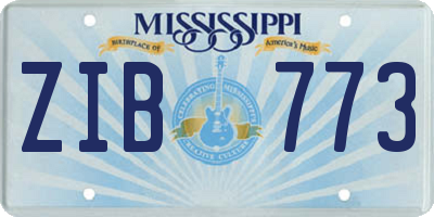 MS license plate ZIB773