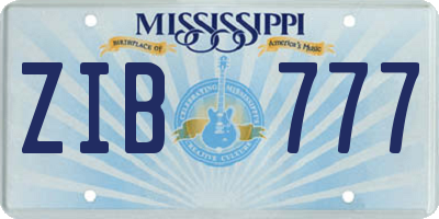 MS license plate ZIB777