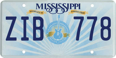 MS license plate ZIB778