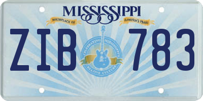 MS license plate ZIB783