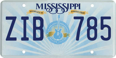 MS license plate ZIB785