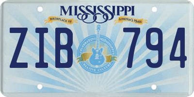 MS license plate ZIB794