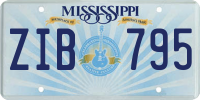 MS license plate ZIB795