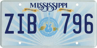 MS license plate ZIB796