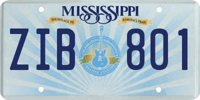 MS license plate ZIB801