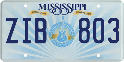MS license plate ZIB803