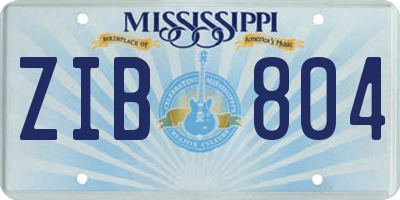 MS license plate ZIB804
