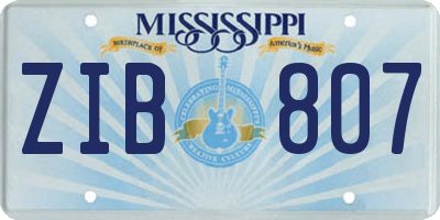 MS license plate ZIB807