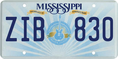 MS license plate ZIB830