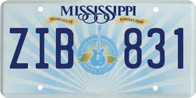 MS license plate ZIB831