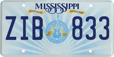 MS license plate ZIB833