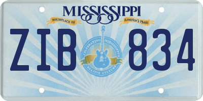 MS license plate ZIB834