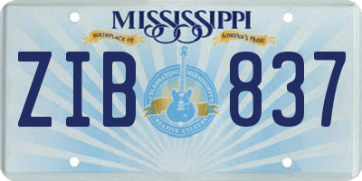 MS license plate ZIB837