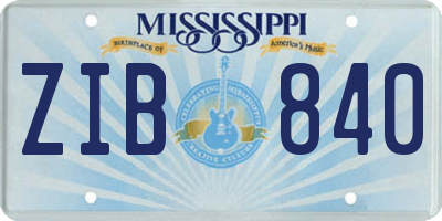 MS license plate ZIB840