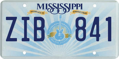 MS license plate ZIB841