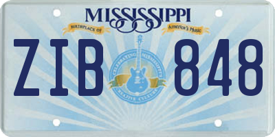 MS license plate ZIB848
