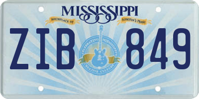 MS license plate ZIB849
