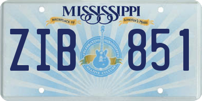 MS license plate ZIB851