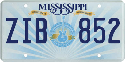 MS license plate ZIB852