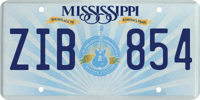 MS license plate ZIB854