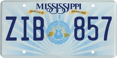 MS license plate ZIB857