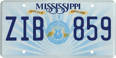 MS license plate ZIB859