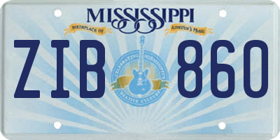 MS license plate ZIB860