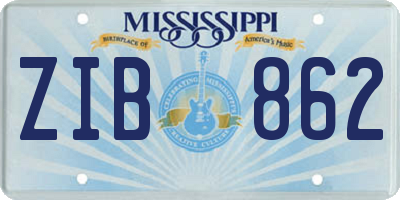 MS license plate ZIB862