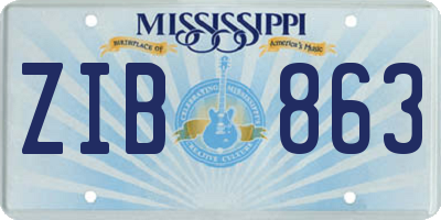 MS license plate ZIB863