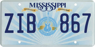 MS license plate ZIB867