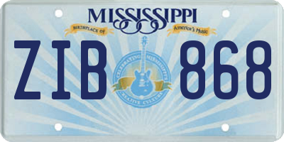 MS license plate ZIB868