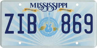 MS license plate ZIB869