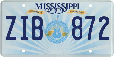 MS license plate ZIB872