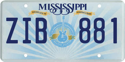 MS license plate ZIB881