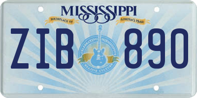 MS license plate ZIB890