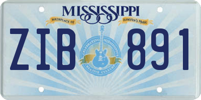 MS license plate ZIB891