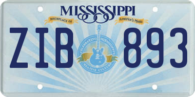 MS license plate ZIB893