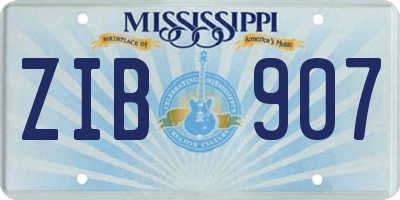 MS license plate ZIB907