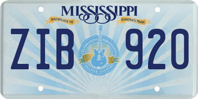 MS license plate ZIB920