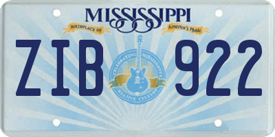 MS license plate ZIB922