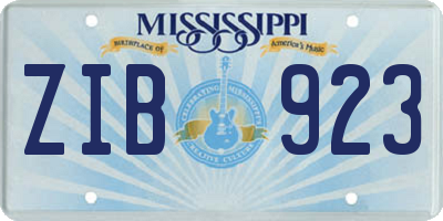 MS license plate ZIB923