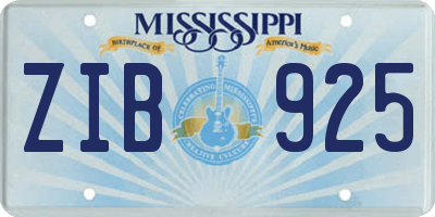 MS license plate ZIB925