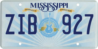 MS license plate ZIB927