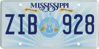 MS license plate ZIB928