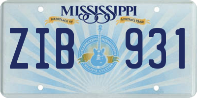 MS license plate ZIB931