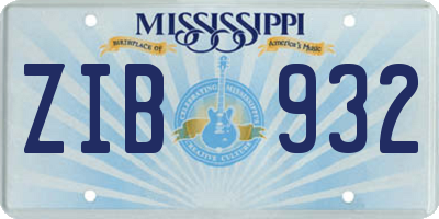 MS license plate ZIB932