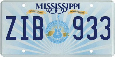 MS license plate ZIB933