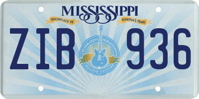 MS license plate ZIB936