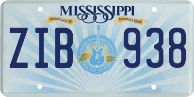 MS license plate ZIB938